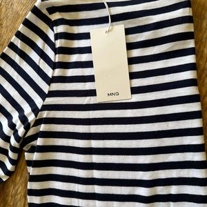 Mango French Sailor Style T Shirt with BOAT NECK. White Cotton Inserts.